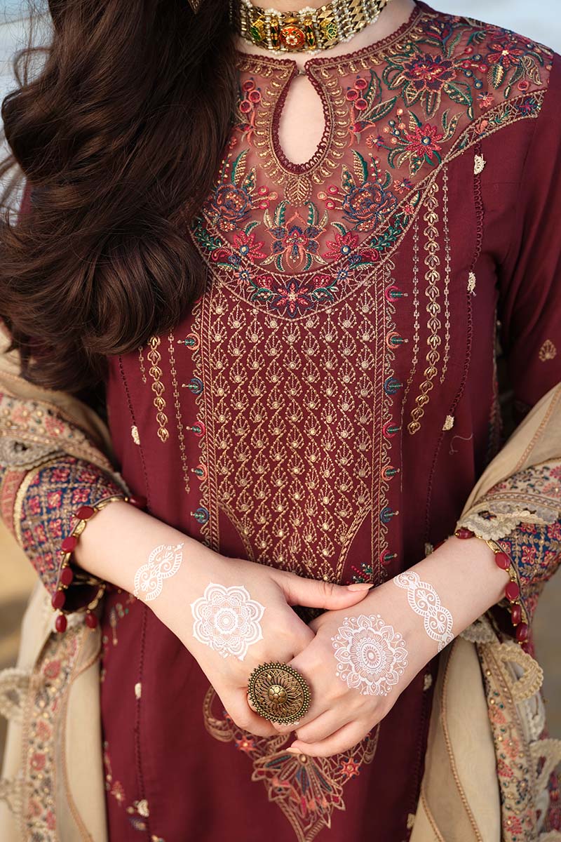 EL-JS09 Lawn Unstitched Embroidered 3pc Suit With Lawn Digital Printed Dupatta