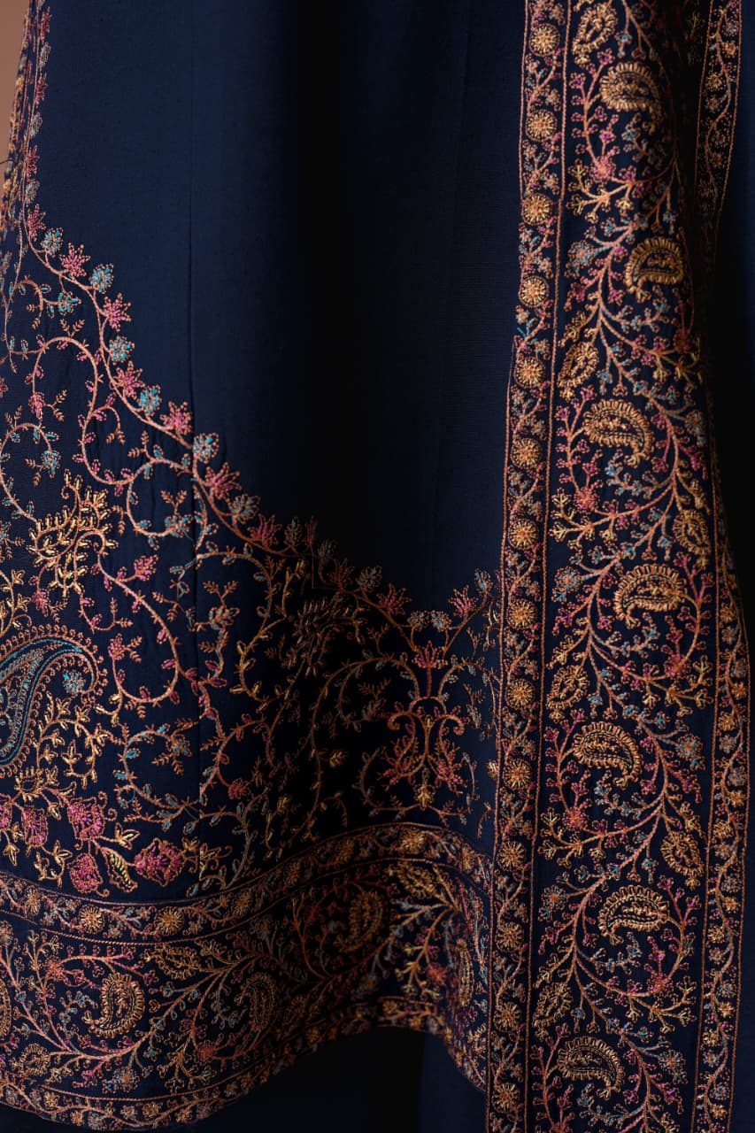 EL-BT2880(A) Unstitched Fully Embroidered Dhanak Suit With Embroidered Dhanak Shawl