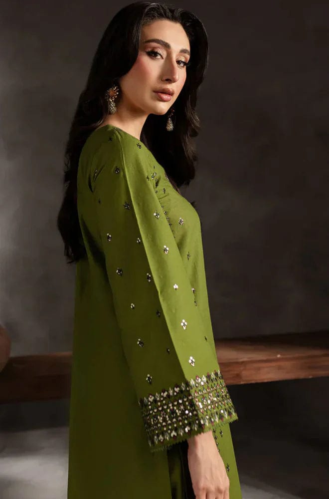 EL-BT2400 Dhanak Embroidered 3pc Suit With Dhanak Embroidered Shawl