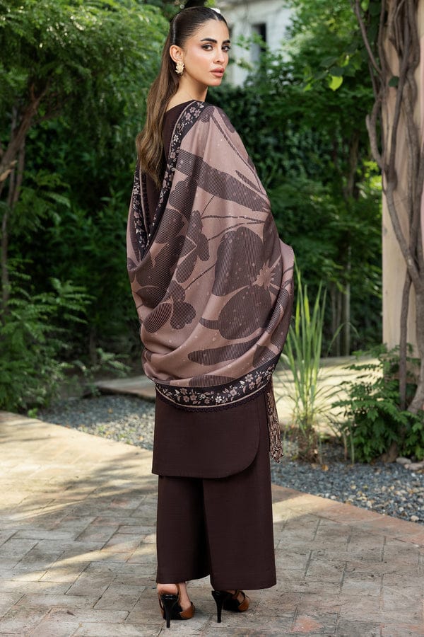 EL-BQ140 Dhanak Embroidered Suit With Digital Printed Wool Shawl