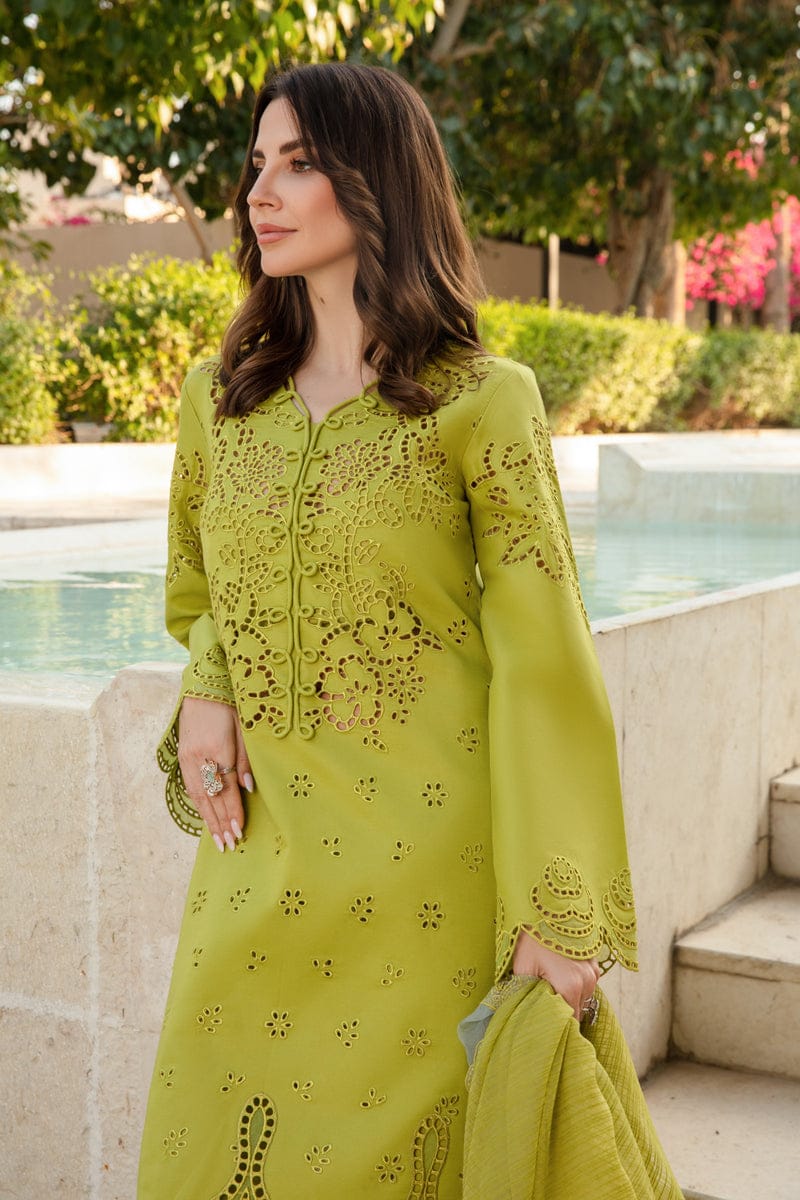 EL-RR2780 Lawn Unstitched Chikenkari 3pc Suit With Cotton Net Embroidered Dupatta