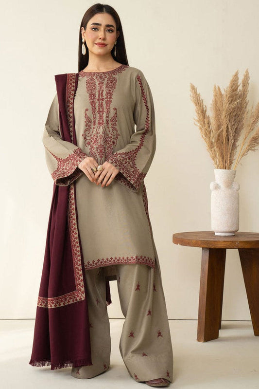EL-KD910 Unstitched Heavy Embroidered Dhanak Suit With Embroidered Dhanak Shawl