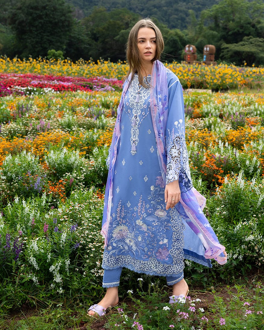 EL-MS2780 Lawn Unstitched Embroidered 3pc Suit With Monar Digital Printed Dupatta