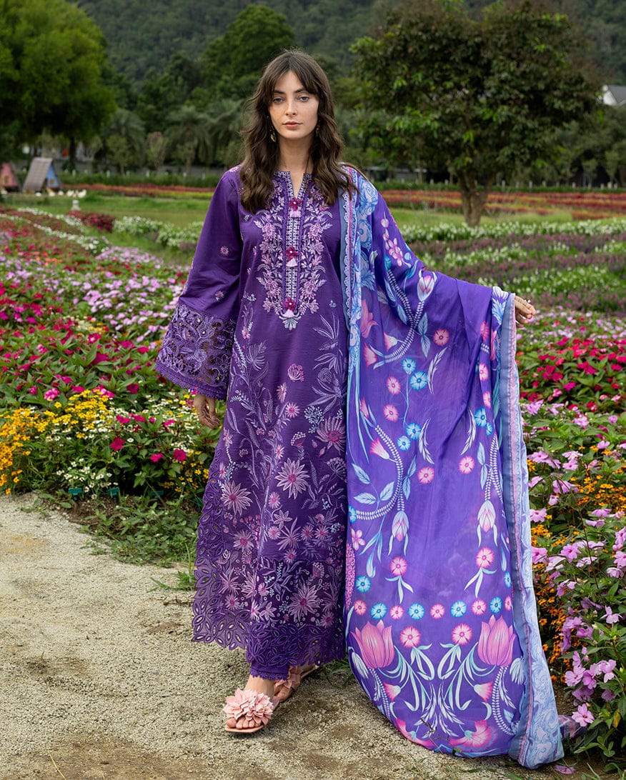EL-MS2770 Lawn Unstitched Embroidered 3pc Suit With Monar Digital Printed Dupatta