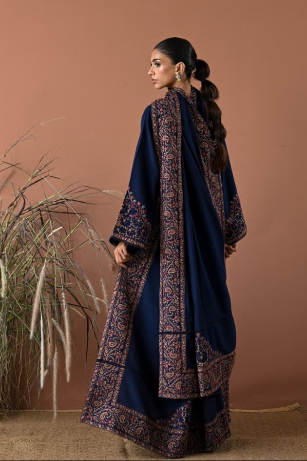 EL-BT2880(A) Unstitched Fully Embroidered Dhanak Suit With Embroidered Dhanak Shawl