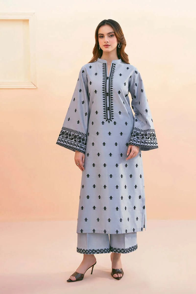 EL-AS2775 Unstitched Embroidered Lawn 3pc Suit With Organza Embroidered Dupatta