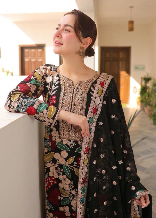 EL-RR2935 Dhanak 3Pc Suit Fully Embroided With Tilla & Thread Work With Fully Embroided Chiffon Dupatta