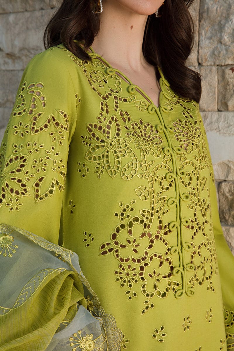 EL-RR2780 Lawn Unstitched Chikenkari 3pc Suit With Cotton Net Embroidered Dupatta
