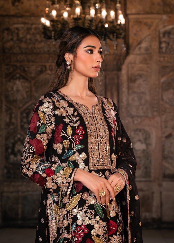 EL-RR2935 Dhanak 3Pc Suit Fully Embroided With Tilla & Thread Work With Fully Embroided Chiffon Dupatta