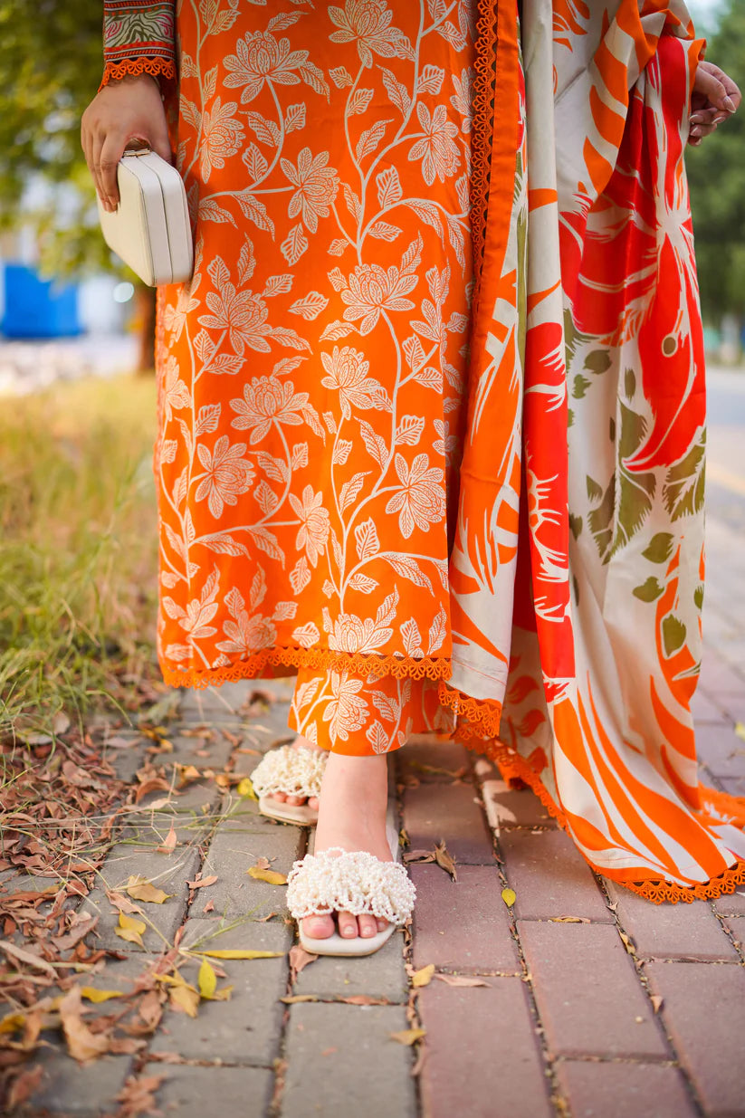 EL-AS657 Unstitched Printed Lawn 3pc Suit With Chiffon Printed Dupatta