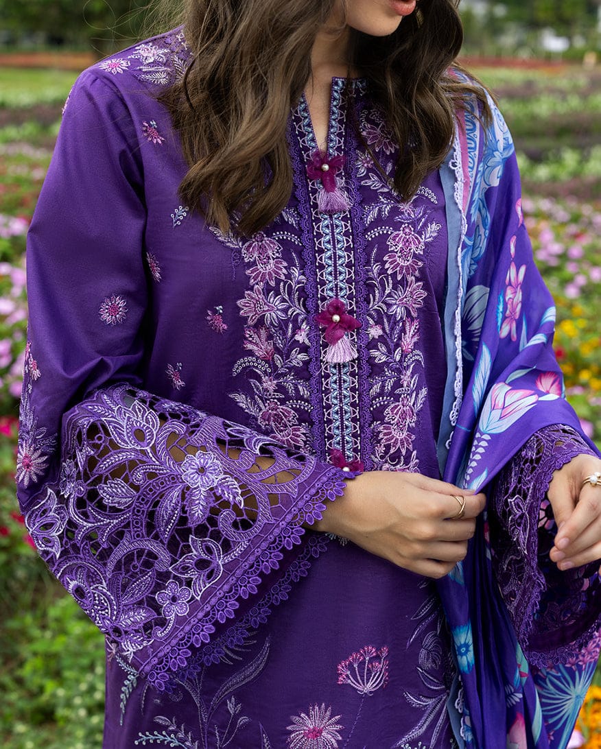 EL-MS2770 Lawn Unstitched Embroidered 3pc Suit With Monar Digital Printed Dupatta